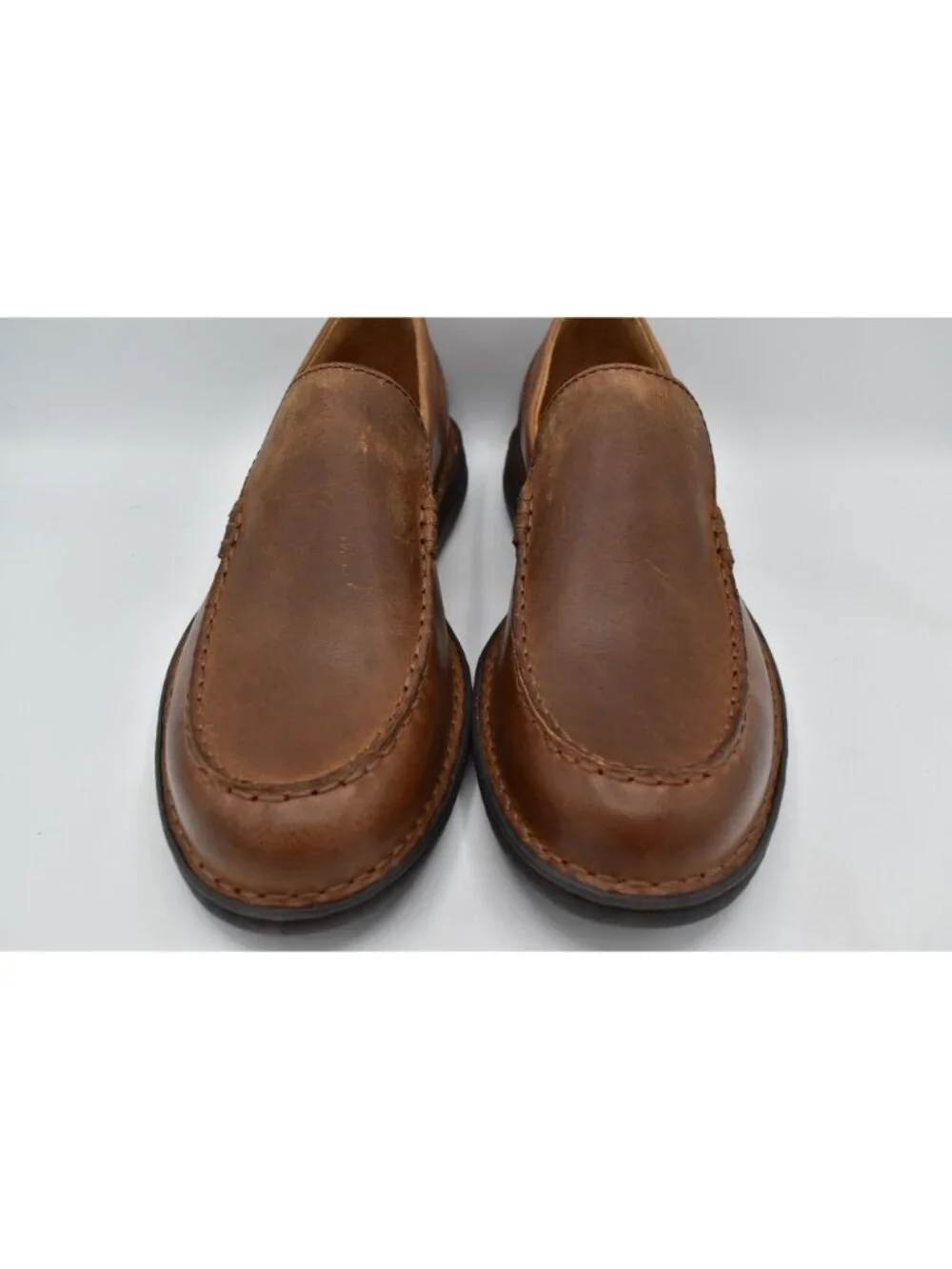 Born Mens Size 9.5 Thatcher Rust Full Grain Leather‎ Dark Brown Loafers Shoes